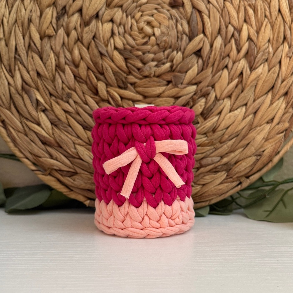 Handmade Pink Crochet Pen Holder